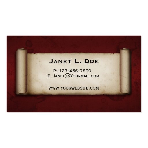 Old Scroll Business Cards (back side)