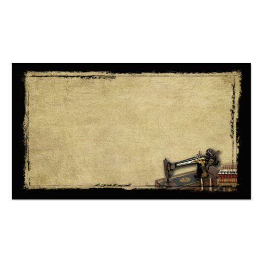 Old Sewing Machine & Fabric- Prim Biz Cards Business Card Templates (front side)
