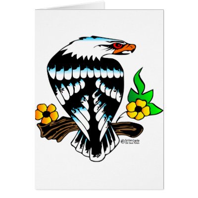 Old Skool Eagle Tattoo Greeting Cards by WhiteTiger_LLC