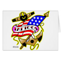 Old Skool Tattoo Anchor Flag cards