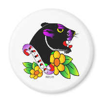 Old Skool Tattoo Black Panther magnets by WhiteTiger_LLC Old Skool Tattoo Black Panther magnets