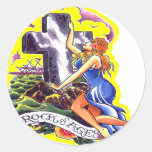 Old Skool Tattoo Rock Of Ages Round Stickers