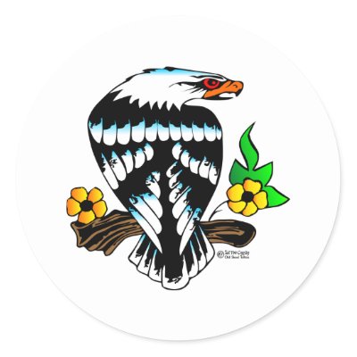 Old Skool Tattoo Traditional Eagle Sticker by WhiteTiger LLC