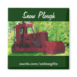 Old Snow Plough Vehicle Art Magnet