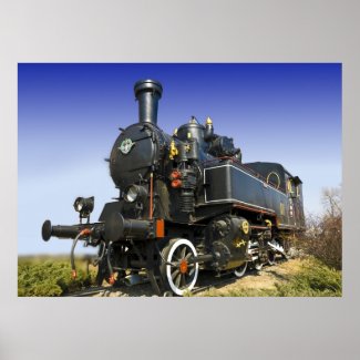 old steam locomotive print