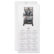 Old Stove and Tea Kettle, and Calender card Rack Cards