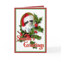 Old Style Christmas Kitten Greeting Cards