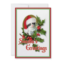 Old Style Christmas Kitten Season's Greetings Announcements