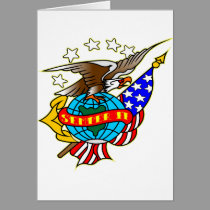 Old Style Tattoo Eagle Flag Semper Fi cards