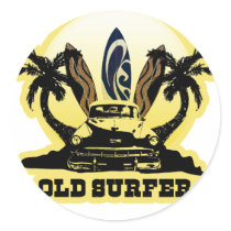 Old Surfer 2 Round Sticker