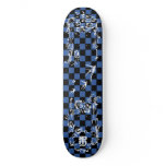 Old Tattoo Checkboard - Blue &amp; Black Skate Board Deck