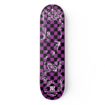Old Tattoo Checkboard - Purple & Black Skateboards