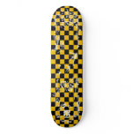 Old Tattoo Checkboard - Yellow & Black Custom Skateboard