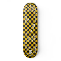 Old Tattoo Checkboard - Yellow & Black Custom Skateboard