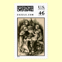 Old time black and white Father Christmas stamps
