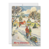 Old Time Christmas Holiday Card Custom Announcement