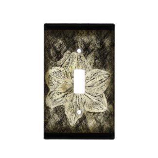 Old Time Sketched Amaryllis on Black Switch Plate Cover