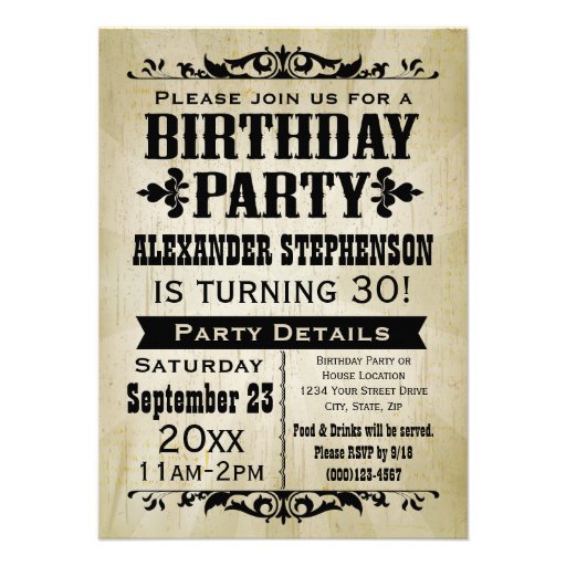 Old-Time Vintage Country Birthday Party Invitation