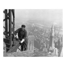 Old Timer Steel Worker on Empire State Building posters