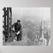 Old Timer Steel Worker on Empire State Building Posters