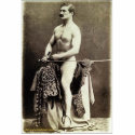 Old-Timey Naked Cowboy photo sculptures