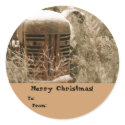 Old Tractor Christmas Gift Tag sticker