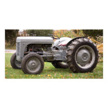 Old tractor in fall photo cards