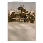 Old Tractor in Snow: Blank Card