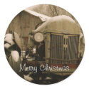 Old Tractor in Snow Christmas Envelope Seal stickers by jplamer Old Tractor in Snow Christmas Envelope Seal stickers