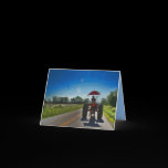 Old Tractor Note Card: Shilouette on Country Road