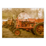 Old Tractors Lined Up: Greeting Card