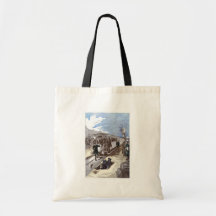 Old Train Steam Engine Leon Bennet Illustration Tote Bag