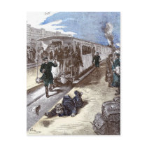 Old Train Steam Engine Leon Bennet Illustration Postcard
