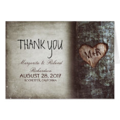 old tree heart wedding thank you cards