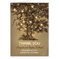old tree romantic lights wedding thank you cards