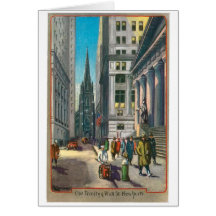 Old Trinity & Wall Street, New York Cards