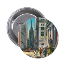 Old Trinity & Wall Street, New York Pinback Button