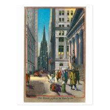 Old Trinity & Wall Street, New York Post Cards