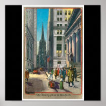 Old Trinity & Wall Street, New York Poster