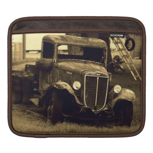 Old Truck on Farm in Sepia iPad Sleeves