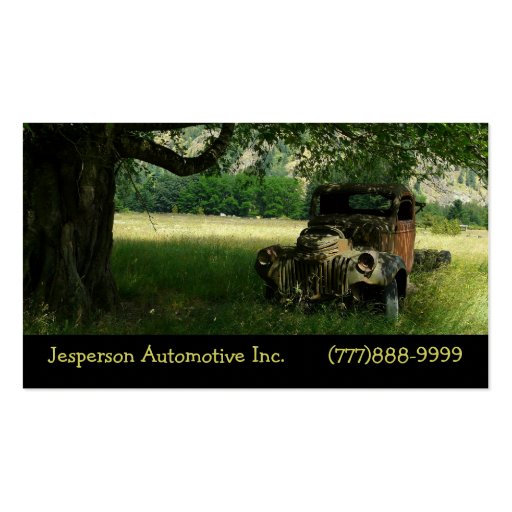 Old Truck Under the Tree Vintage Auto Business Card Template