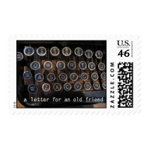 Old typewriter postage stamp