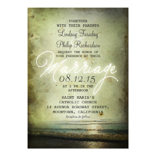 old vintage BEACH WEDDING INVITATIONS (front side)