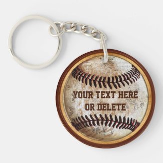 Old Vintage look Baseball Keychains PERSONALIZED