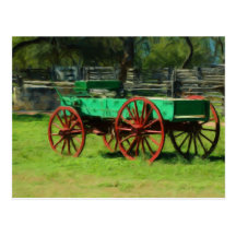 Old Wagon at Sauer-Beckmann Farmstead Postcard