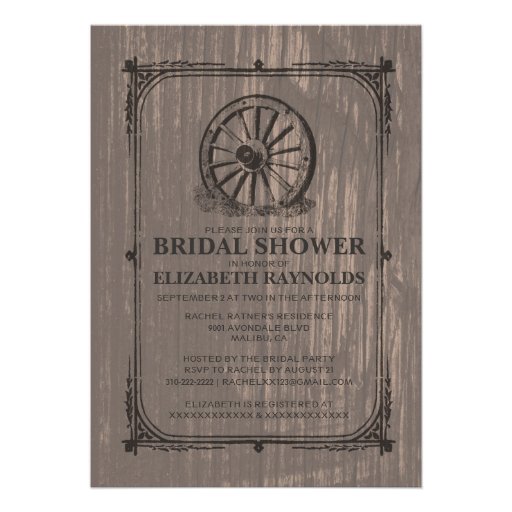 Old Wagon Wheel Bridal Shower Invitations
