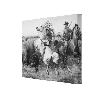 Old West 1895 Buffalo Hunt 3D Art Wrapped Canvas Stretched Canvas Prints