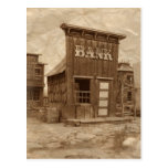Old West Bank Sepia Postcard