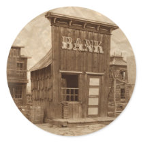 Old West Bank Sepia stickers by gravityx9 Old West Bank Sepia stickers