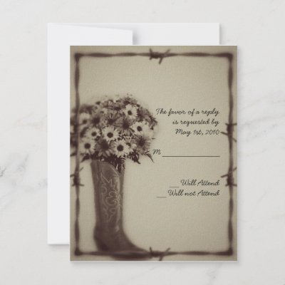 Old West Boot and Bouquet Vintage Response Card Invitations by 